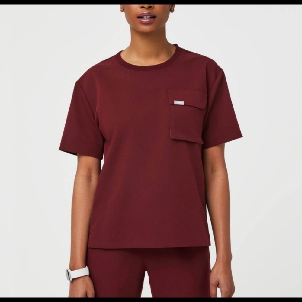 Figs Keji scrub top, medium burgundy